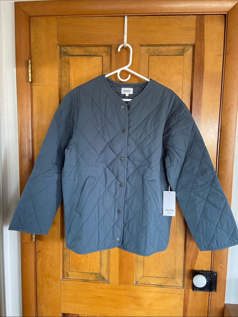 MATE the Label Quilted Slate Blue Snap-Front Jacket